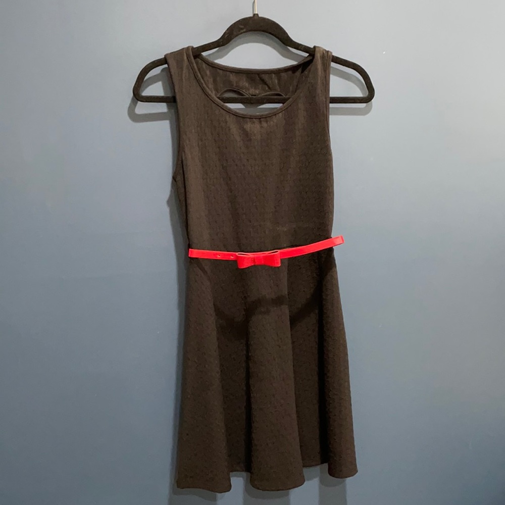 Black Dress with Red Belt